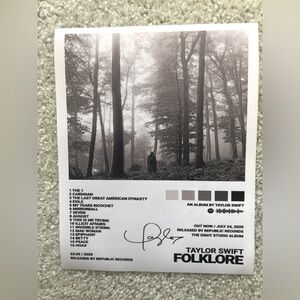 Taylor Swift Folklore Art Print Canvas Poster Album Collectors Item 8x10 NEW